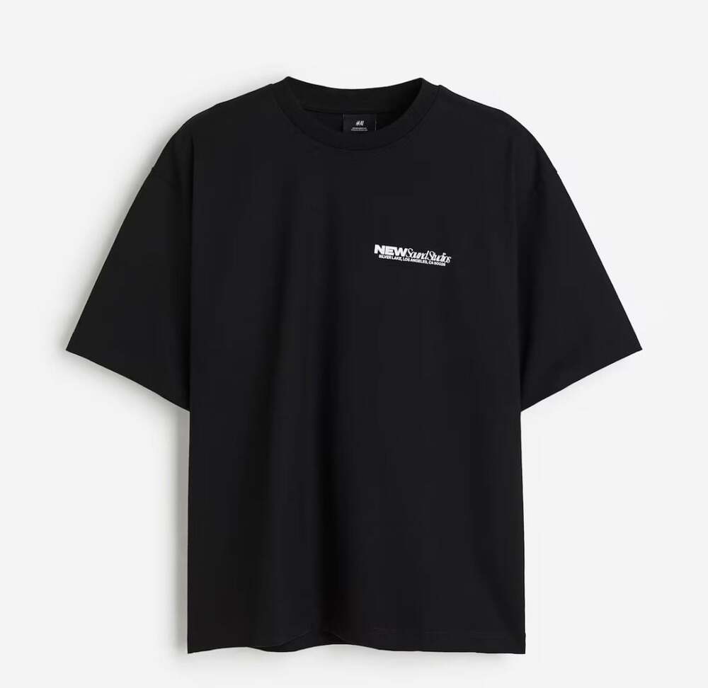 H&M New Sound Studios Never Bored Board Graphic Tee Black Skate XL Oversized